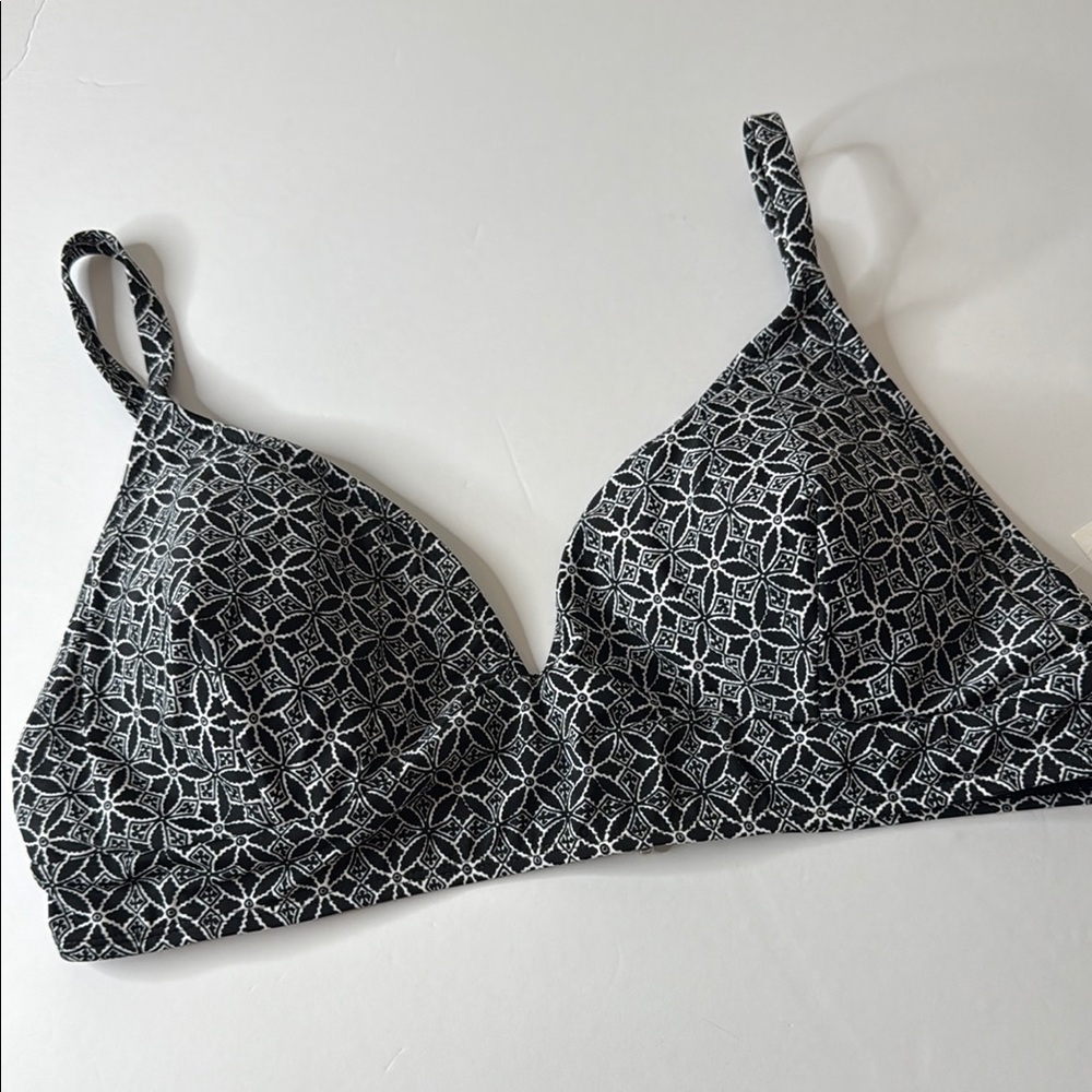 Old Navy Geo Print Bralette Bikini Swim Top Black and White XXL